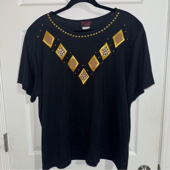 Vintage Black Short Sleeve Tee With Embellishment - Picture 1 of 3